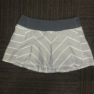 White Lululemon Tennis Skirt with Grey Stripes, Size 6